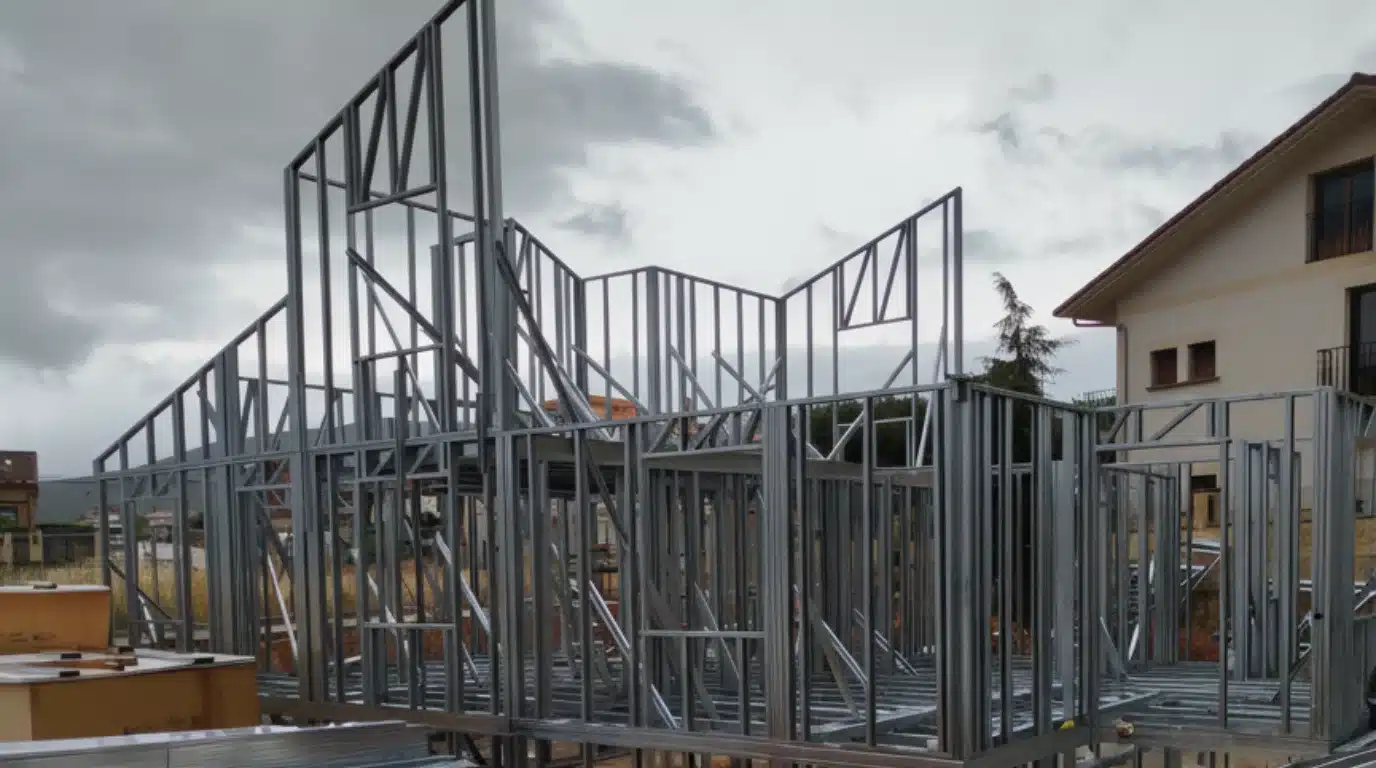 Montaje de estructura de acero en obra