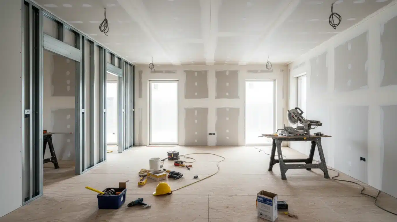 Acabados de interior en vivienda de acero